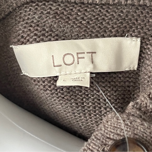 NEW Ann Taylor LOFT Knit Sweater Taupe Neutral Cotton Womens Size Large L - Picture 5 of 8